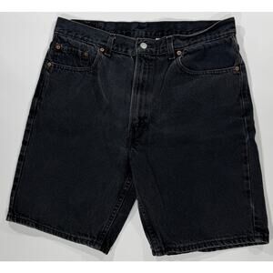 Vintage Levis Shorts Mens 36 Black Denim 505 90s Jeans Regular Fit Jorts Mens